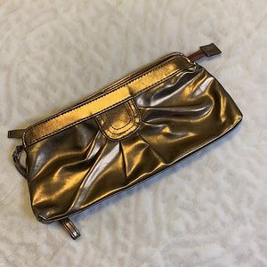 Brown Gold Metallic Clutch